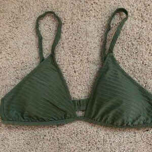 Aerie Jacquard Triangle Bikini Top- Color Olive Fun, Size M